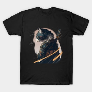 Japanese Samurai Cat Tattoo, Kawaii Ninja T-Shirt